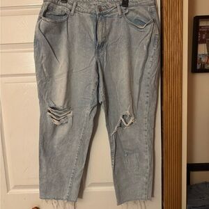Old Navy Light Blue Distressed Curvy OG Straight Jeans